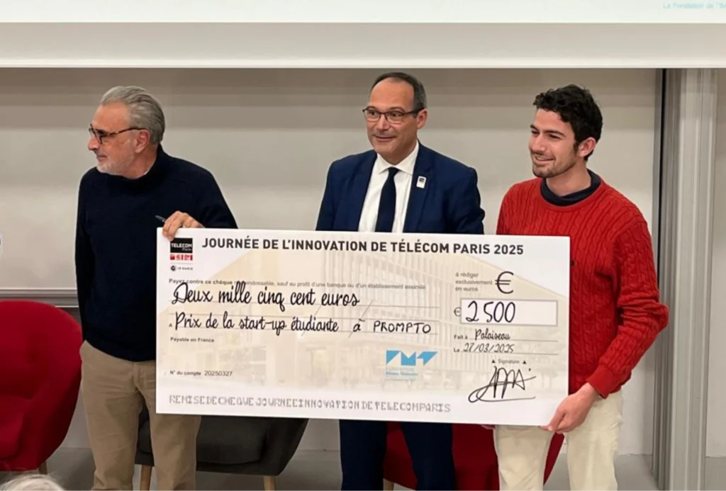Prompto prix de la start-up étudiante à la journée innovation de Télécom Paris